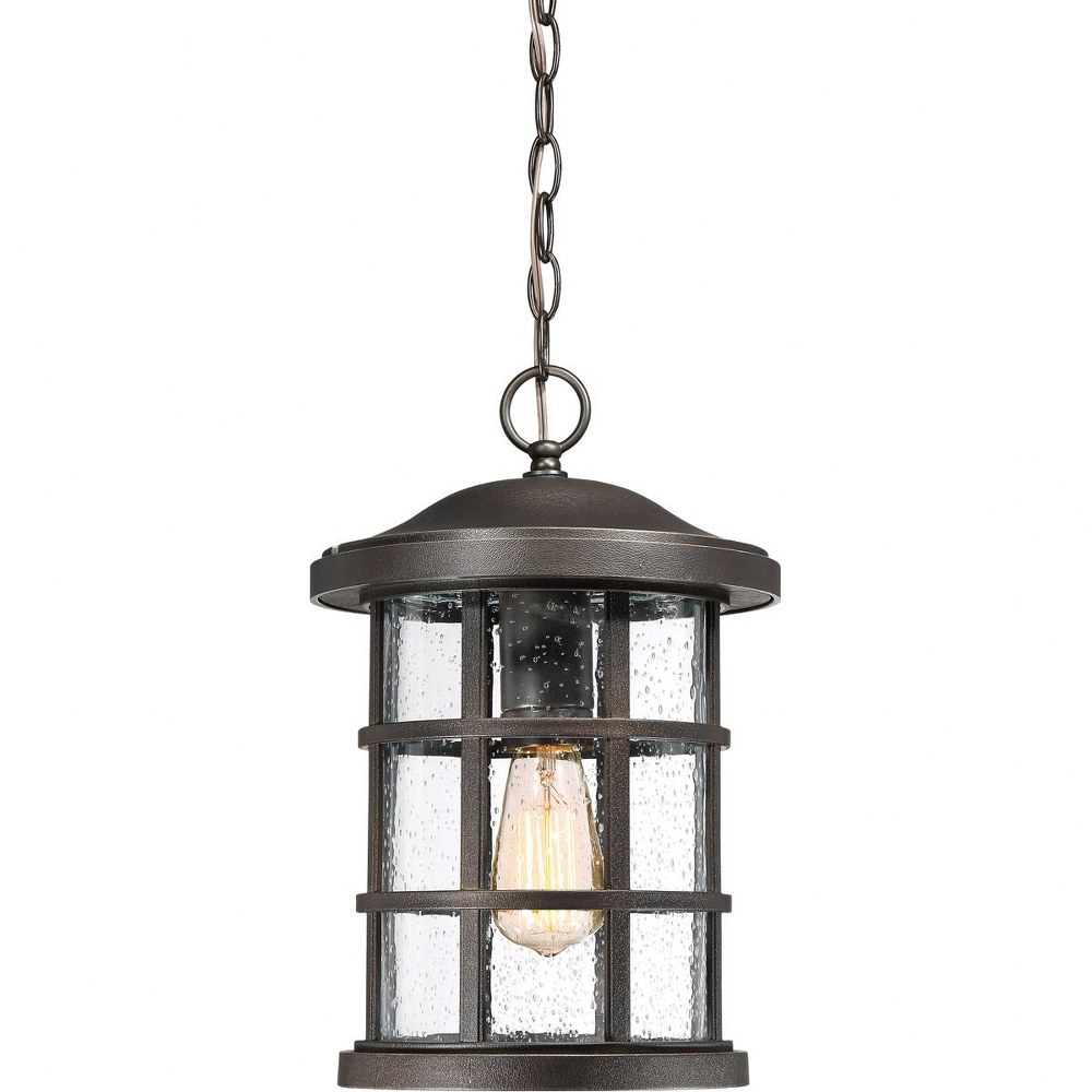 Quoizel Lighting-CSE1910PN-Crusade - 150W 1 Light Outdoor Large Hanging Lantern - 15.5 Inches high made with Coastal Armour Palladian Bronze  Palladian Bronze Finish with Clear Seedy Glass