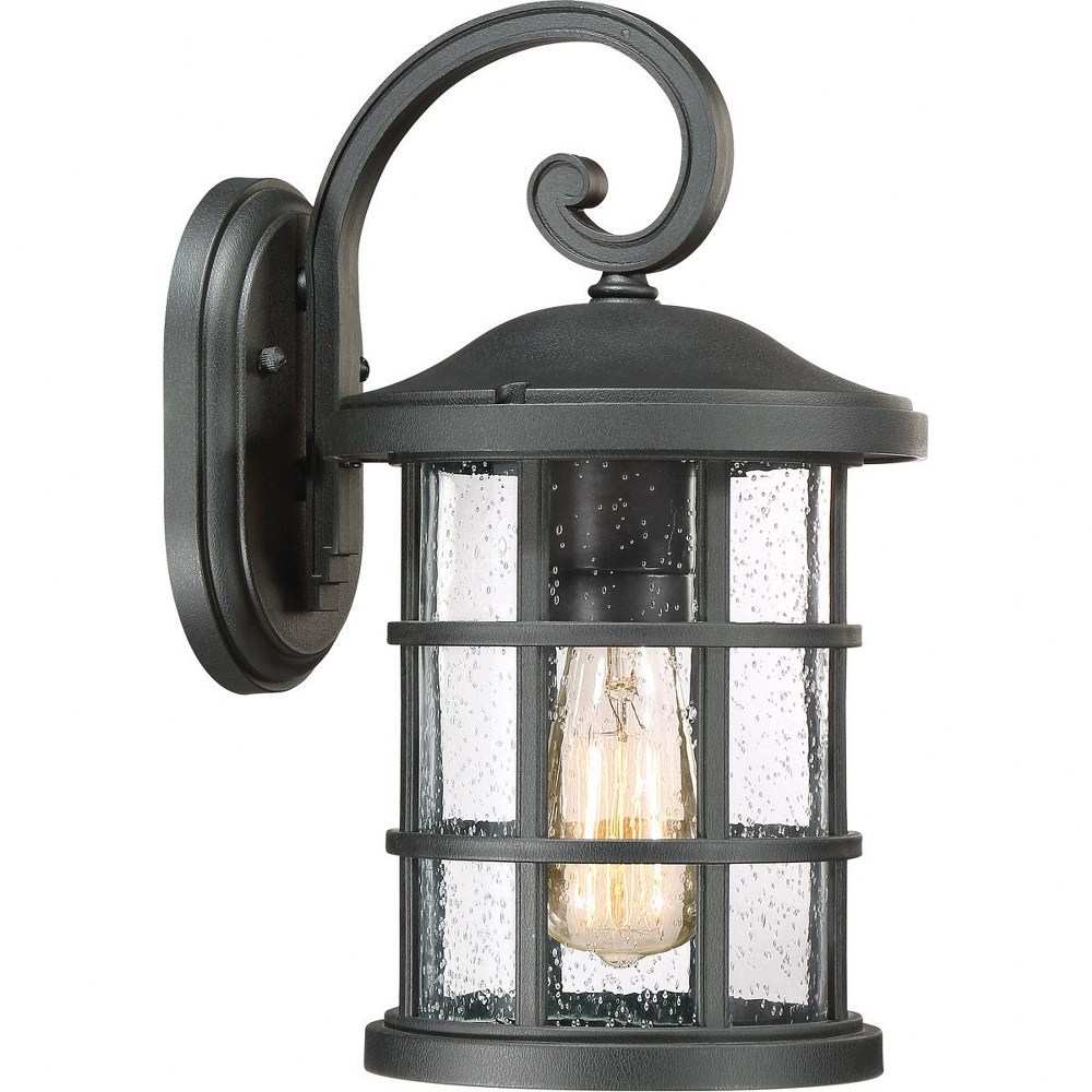 Quoizel Lighting-CSE8408EK-Crusade - 100W 1 Light Outdoor Medium Wall Lantern - 14.25 Inches high made with Coastal Armour Earth Black  Palladian Bronze Finish with Clear Seedy Glass