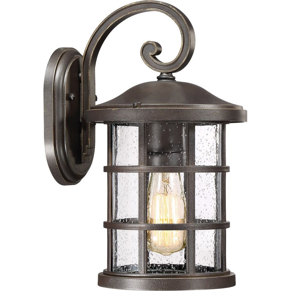 Quoizel Lighting-CSE8408PN-Crusade - 100W 1 Light Outdoor Medium Wall Lantern - 14.25 Inches high made with Coastal Armour Palladian Bronze  Palladian Bronze Finish with Clear Seedy Glass