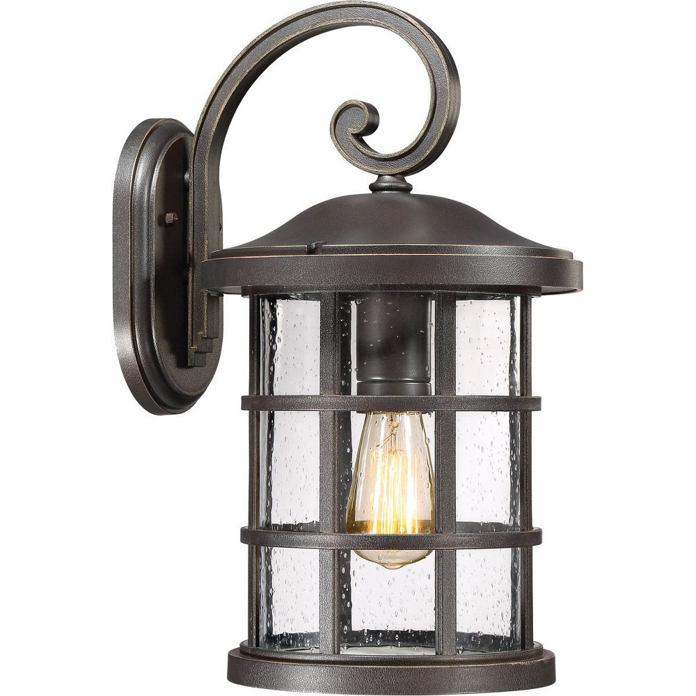 Quoizel Lighting-CSE8410PN-Crusade - 150W 1 Light Outdoor Large Wall Lantern - 17.75 Inches high made with Coastal Armour Palladian Bronze  Palladian Bronze Finish with Clear Seedy Glass