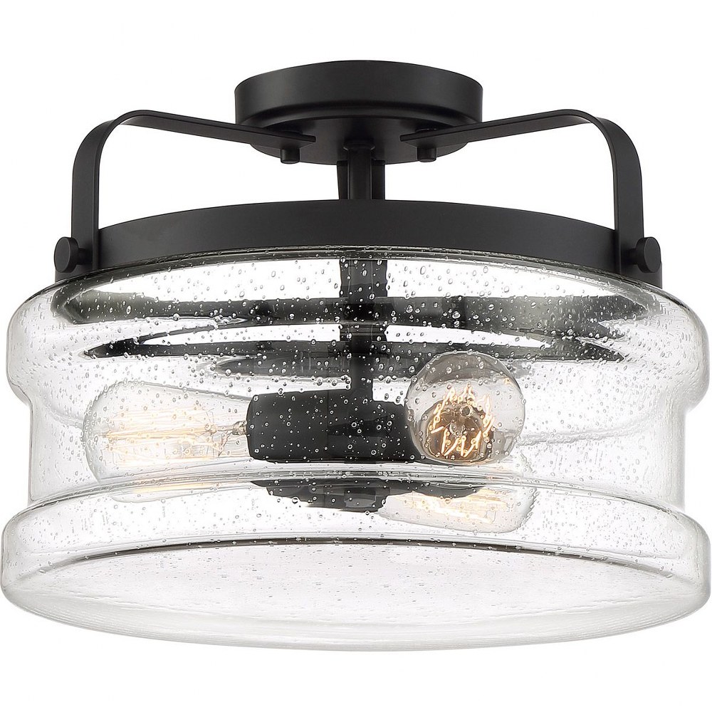 Quoizel Lighting-DNY1714EK-Danbury - 3 Light Semi-Flush Mount - 10.5 Inches high Earth Black  Brushed Nickel Finish with Clear Seedy Glass