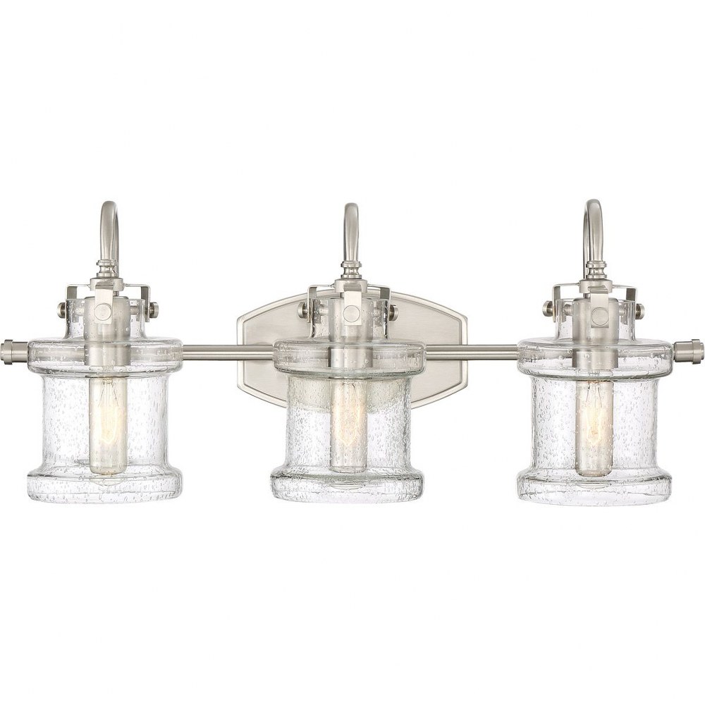 Quoizel Lighting-DNY8603BN-Danbury 3 Light Transitional Bath Vanity - 9.75 Inches high Brushed Nickel  Brushed Nickel Finish with Clear Seedy Glass