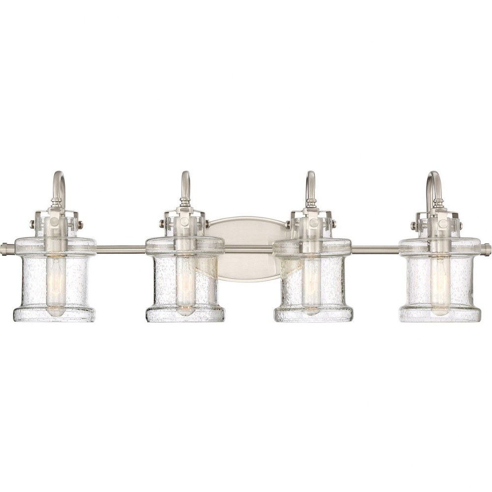 Quoizel Lighting-DNY8604BN-Danbury 4 Light Transitional Bath Vanity - 9.75 Inches high Brushed Nickel  Brushed Nickel Finish with Clear Seedy Glass