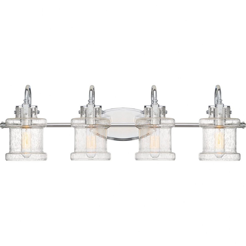 Quoizel Lighting-DNY8604C-Danbury 4 Light Transitional Bath Vanity - 9.75 Inches high Polished Chrome  Brushed Nickel Finish with Clear Seedy Glass