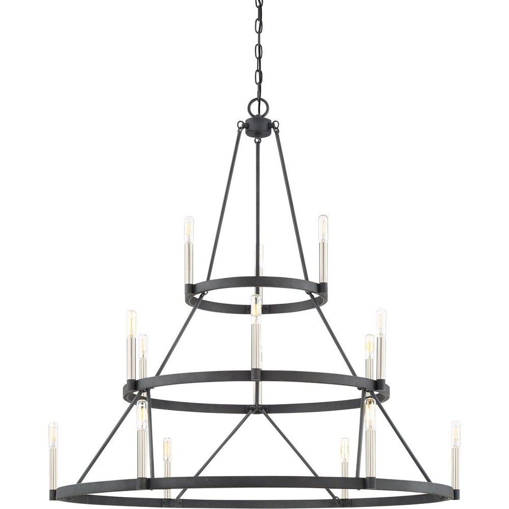 Quoizel Lighting-DOR5015MB-Doran Chandelier 15 Light Steel - 40.75 Inches high   Mottled Black Finish