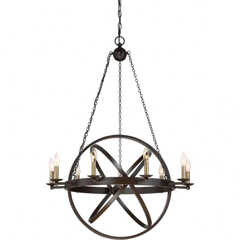 Quoizel Lighting-EON5009WT-Eons Large Chandelier 9 Light Steel   Western Bronze Finish