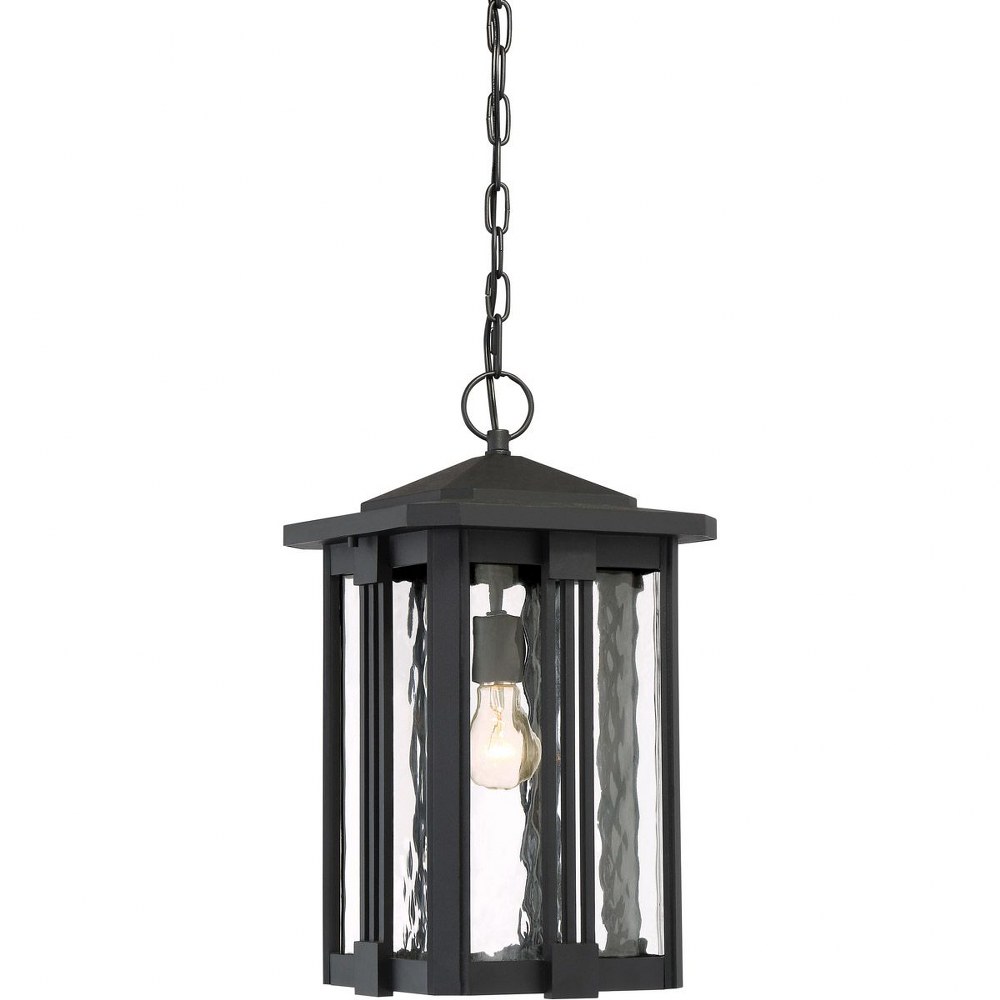 Quoizel Lighting-EVG1911EK-Everglade - 150W 1 Light Outdoor Large Hanging Lantern   Earth Black Finish with Clear Water Glass