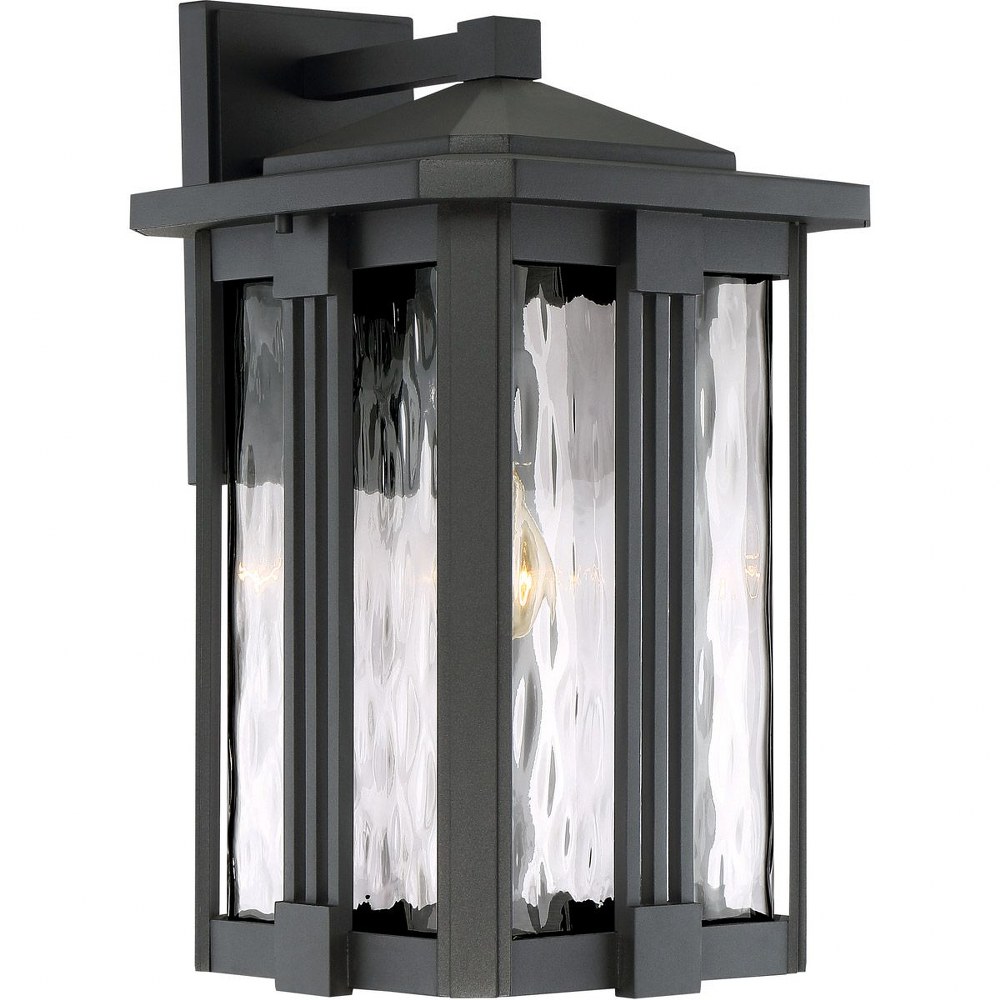 Quoizel Lighting-EVG8411EK-Everglade - 150W 1 Light Outdoor Large Wall Lantern - 18 Inches high   Earth Black Finish with Clear Water Glass