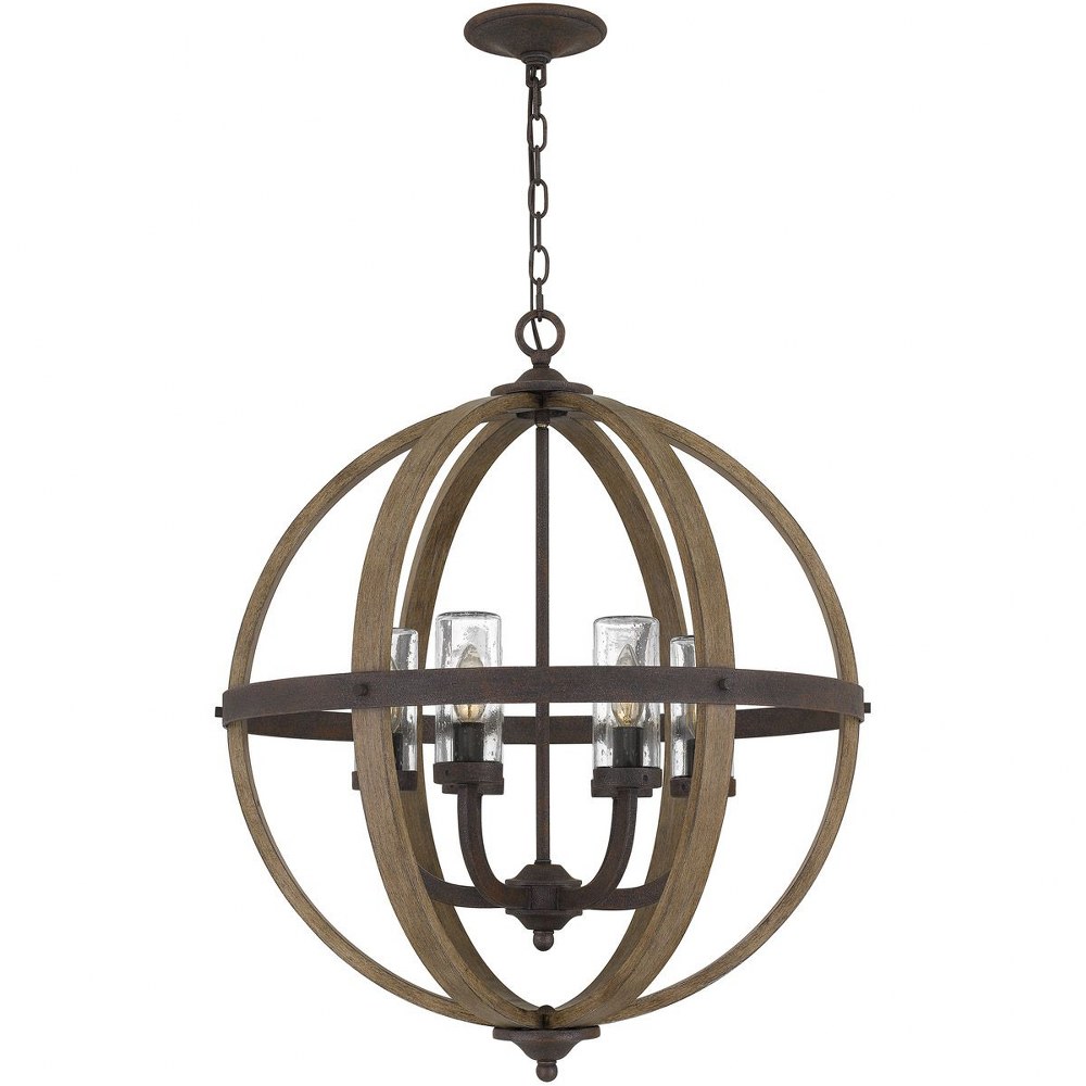 Quoizel Lighting-FSN3525RK-Fusion - 6 Light Pendant in Transitional style - 24.75 Inches wide by 28.5 Inches high   Rustic Black Finish with Clear Seeded Glass