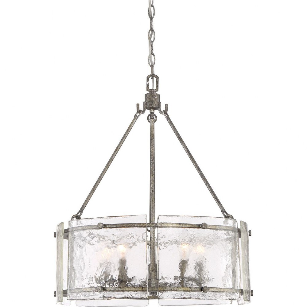 Quoizel Lighting-FTS2821MM-Fortress - 5 Light Pendant - 23.5 Inches high   Mottled Silver Finish with Clear Glass