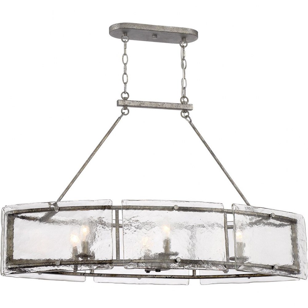 Quoizel Lighting-FTS638MM-Fortress - 6 Light Island   Mottled Silver Finish with Clear Glass