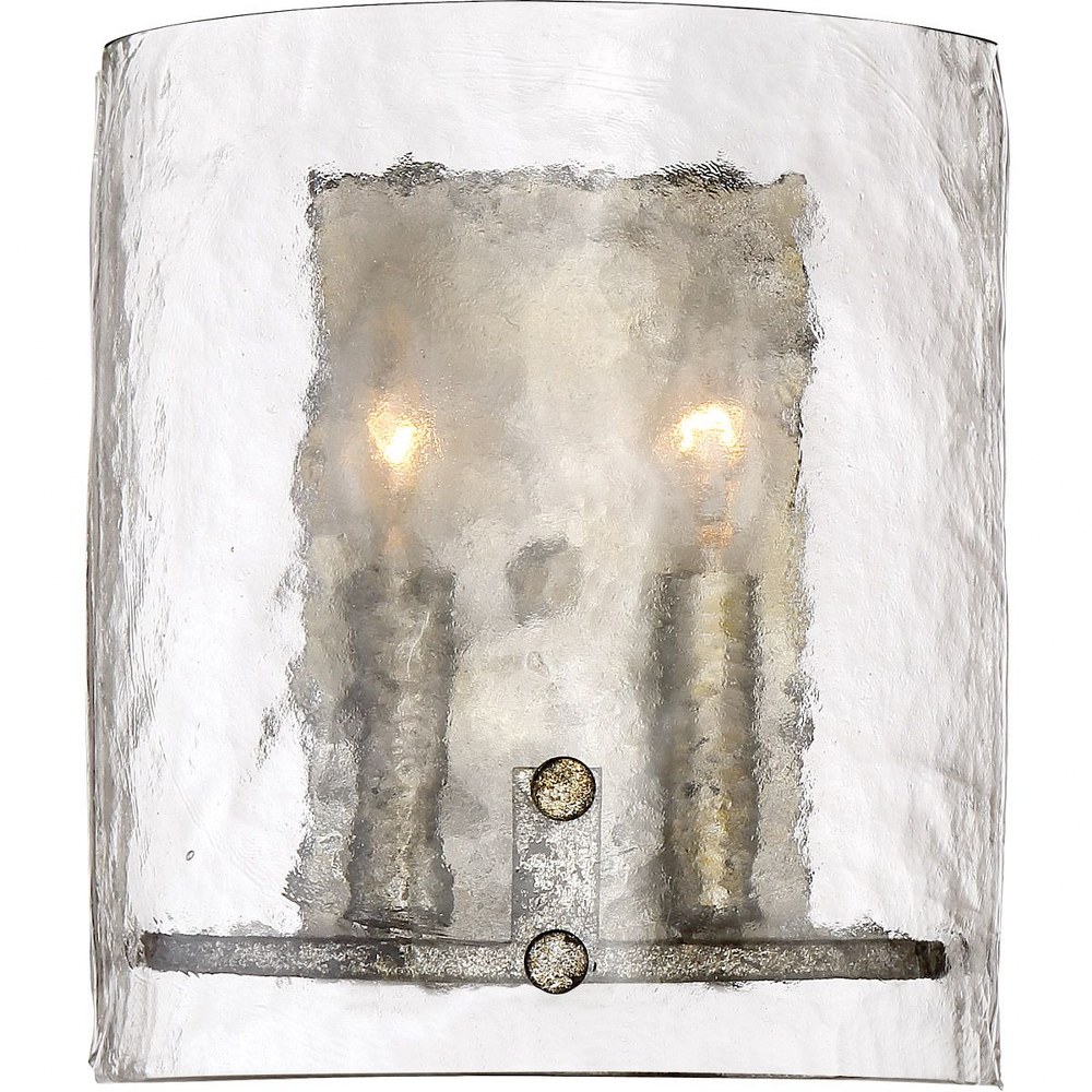 Quoizel Lighting-FTS8802MM-Fortress - 2 Light Wall Sconce   Mottled Silver Finish with Clear Glass