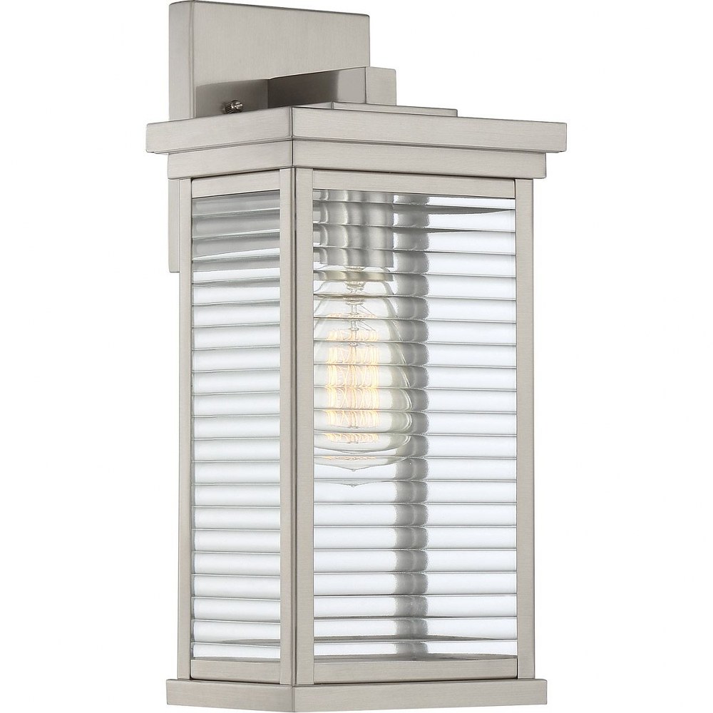 Quoizel Lighting-GAR8407SS-Gardner 14.5 Inch Outdoor Wall Lantern Transitional Stainless Steel - 14.5 Inches high   Stainless Steel Finish with Clear Ribbed Glass