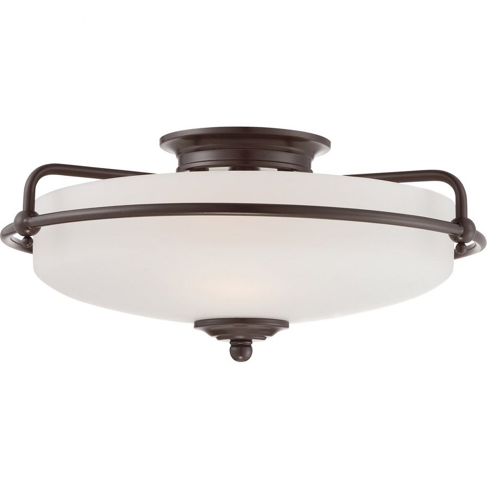 Quoizel Lighting-GF1617PN-Griffin - 3 Light Semi-Flush Mount   Palladian Bronze Finish with Etched Opal Glass