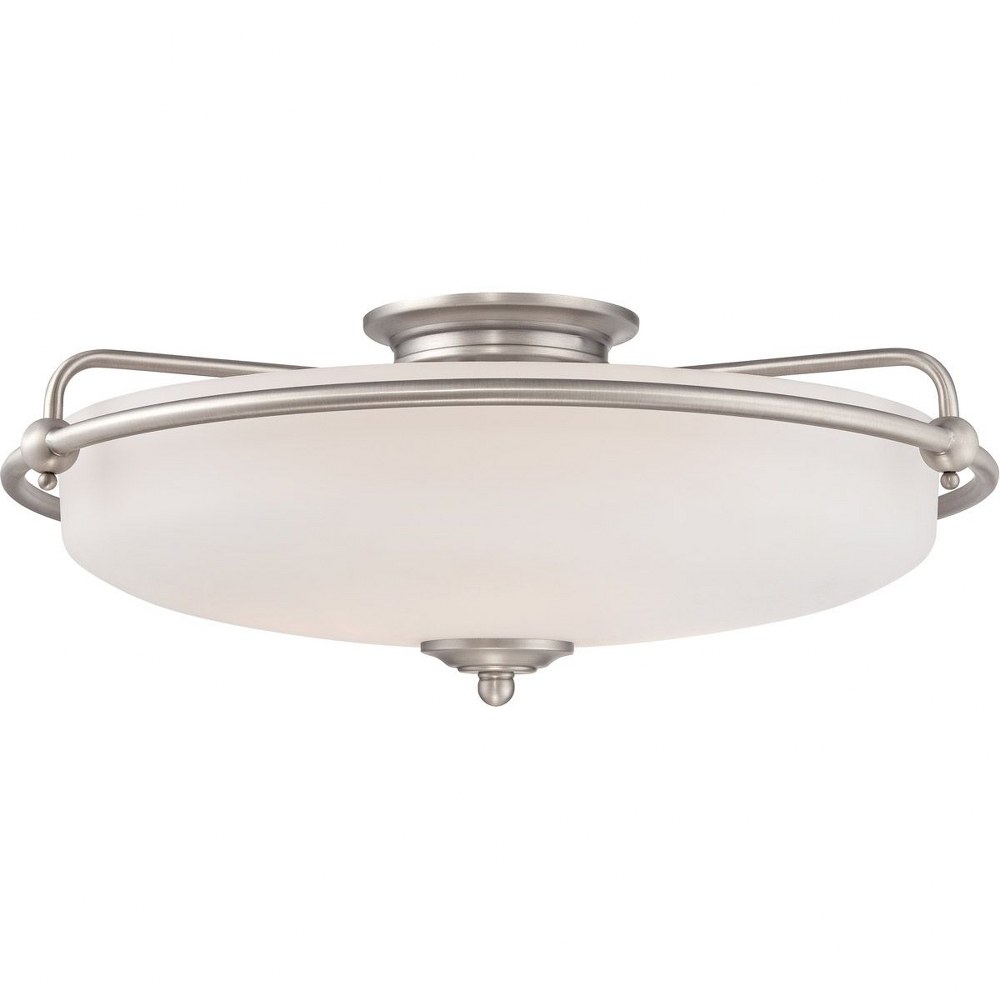 Quoizel Lighting-GF1621AN-Griffin - 4 Light Semi-Flush Mount - 8.5 Inches high   Antique Nickel Finish with Etched Opal Glass