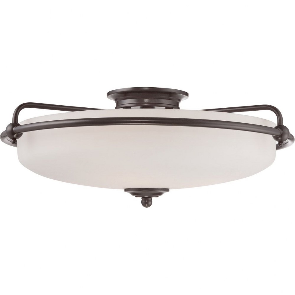 Quoizel Lighting-GF1621PN-Griffin - 4 Light Semi-Flush Mount - 8.5 Inches high   Palladian Bronze Finish with Etched Opal Glass