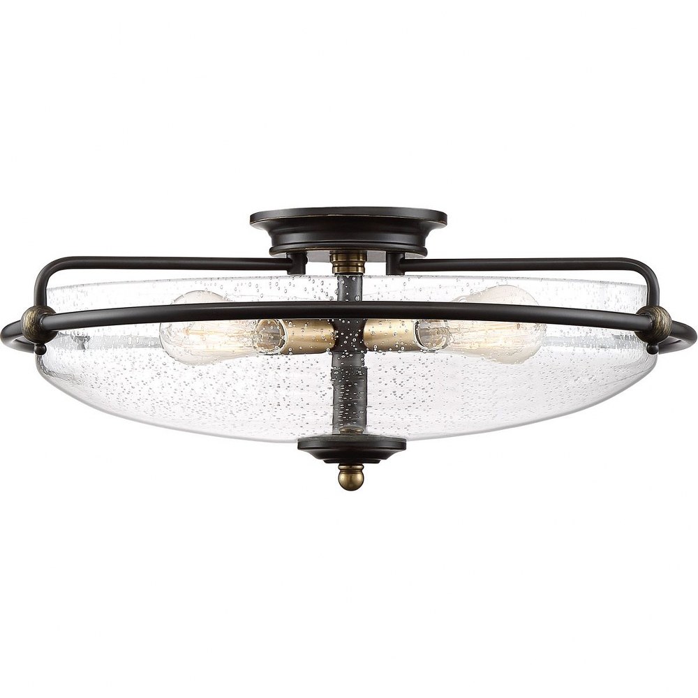 Quoizel Lighting-GFC1621PN-Griffin - 4 Light Flush Mount   Palladian Bronze Finish with Clear Seedy Glass