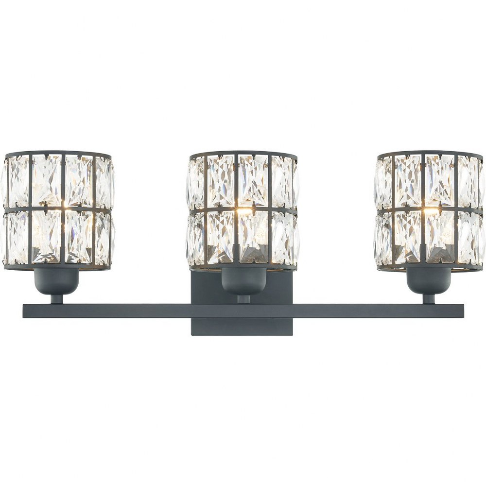 Quoizel Lighting-GIB8622MBK-Gibson - 3 Light Large Bath Vanity   Matte Black Finish with Clear Beveled Crystal