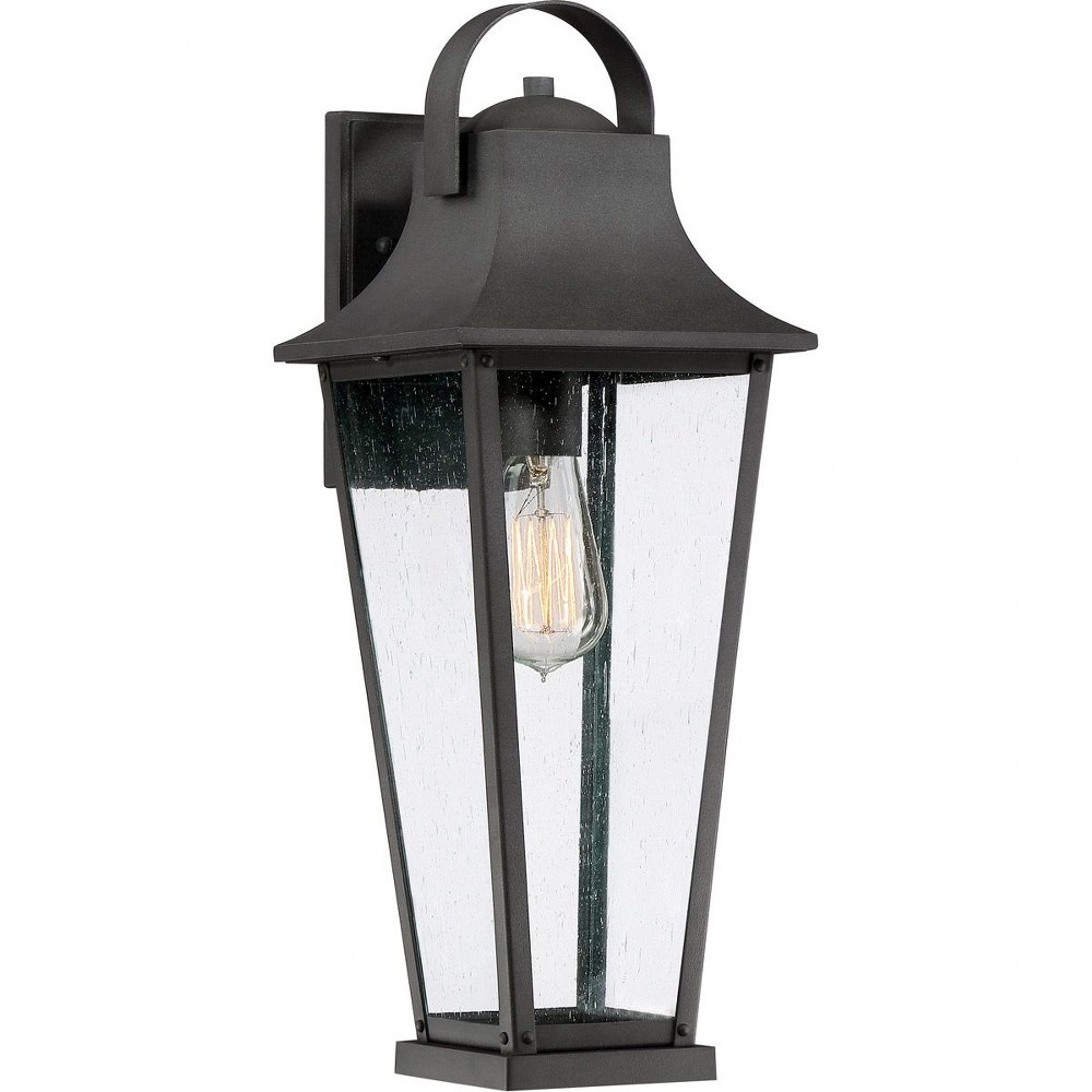 Quoizel Lighting-GLV8407MB-Galveston 19.25 Inch Outdoor Wall Lantern Transitional Aluminum Approved for Wet Locations - 19.25 Inches high   Mottled Black Finish with Clear Seedy Glass