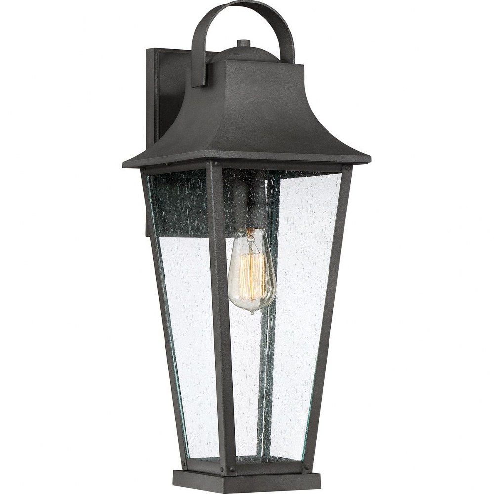 Quoizel Lighting-GLV8408MB-Galveston 22 Inch Outdoor Wall Lantern Transitional Aluminum Approved for Wet Locations   Mottled Black Finish with Clear Seedy Glass