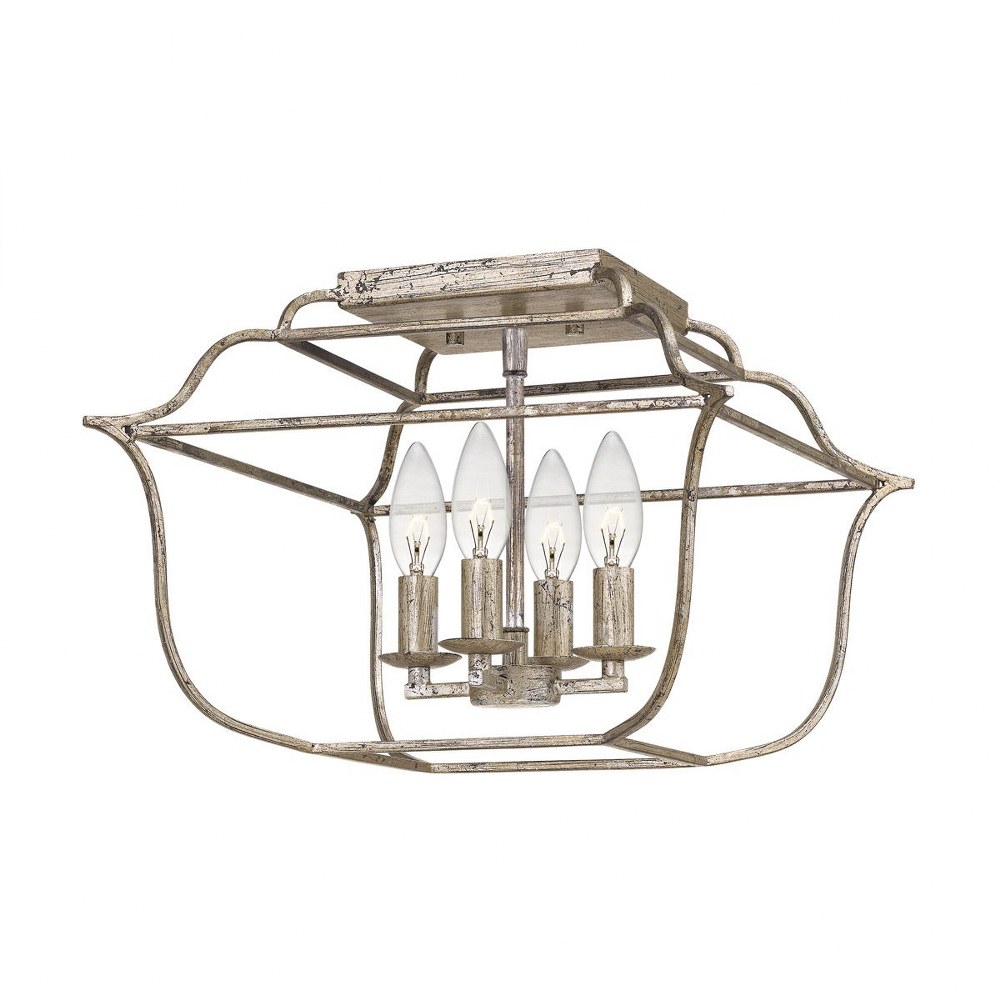 Quoizel Lighting-GLY1714CS-Gallery - 4 Light Semi-Flush Mount - 10.25 Inches high Century Silver Leaf  Royal Ebony Finish