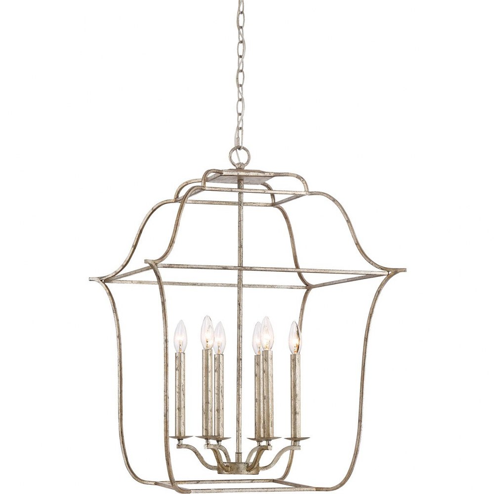 Quoizel Lighting-GLY5206CS-Gallery Large Chandelier 6 Light Steel Century Silver Leaf  Royal Ebony Finish