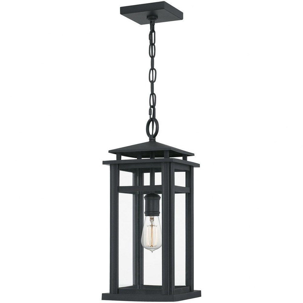 Quoizel Lighting-GRB1908EK-Granby - 1 Light Large Outdoor Hanging Lantern in Transitional style - 8 Inches wide by 19 Inches high   Earth Black Finish with Clear Glass