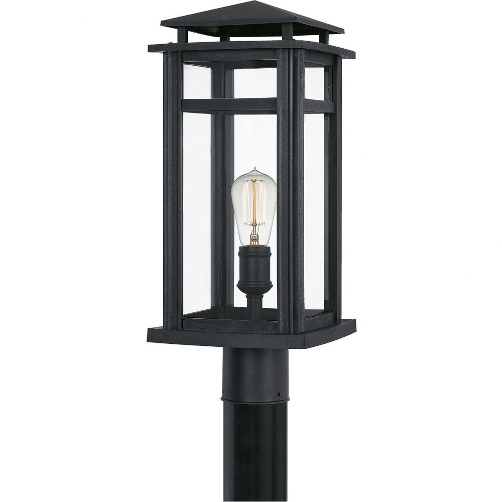 Quoizel Lighting-GRB9008EK-Granby - 1 Light Large Outdoor Post Lantern in Transitional style - 8 Inches wide by 19.5 Inches high   Earth Black Finish with Clear Glass