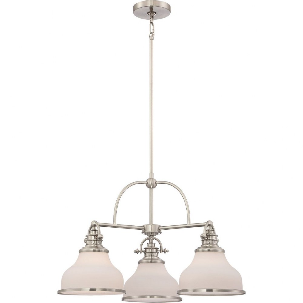 Quoizel Lighting-GRT5103BN-Grant Chandelier 3 Light Brushed Nickel  Palladian Bronze Finish with Opal Etched Glass