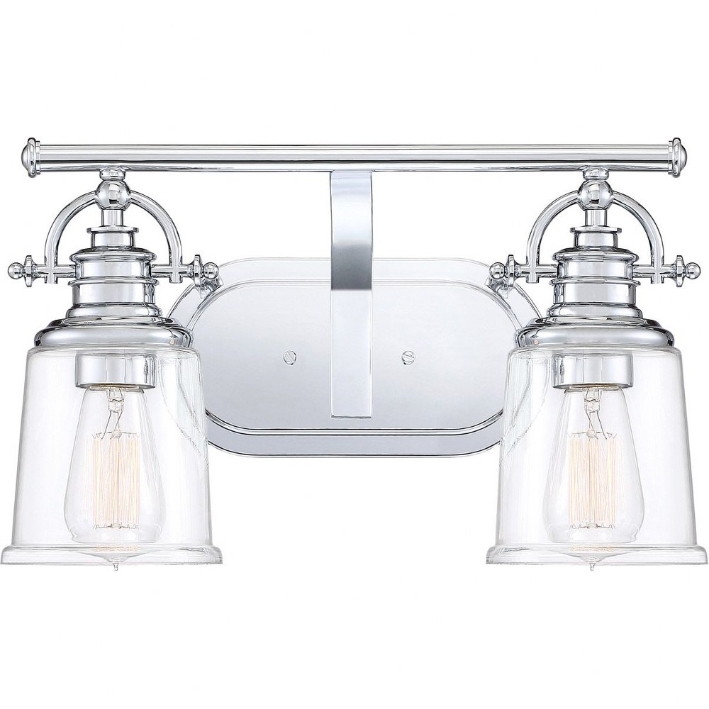 Quoizel Lighting-GRT8602C-Grant 2 Light Transitional Bath Vanity - 9.5 Inches high Polished Chrome  Polished Chrome Finish with Clear Glass