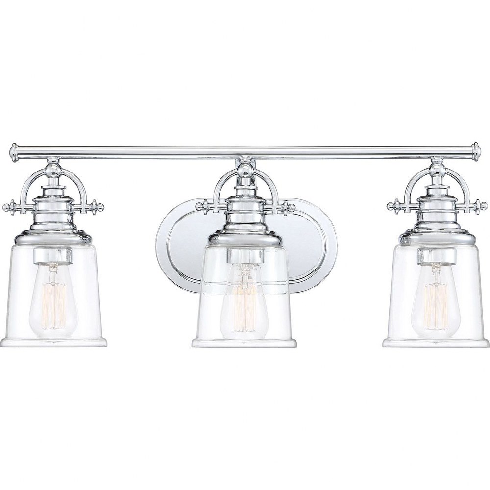 Quoizel Lighting-GRT8603C-Grant 3 Light Transitional Bath Vanity - 9.5 Inches high Polished Chrome  Polished Chrome Finish with Clear Glass