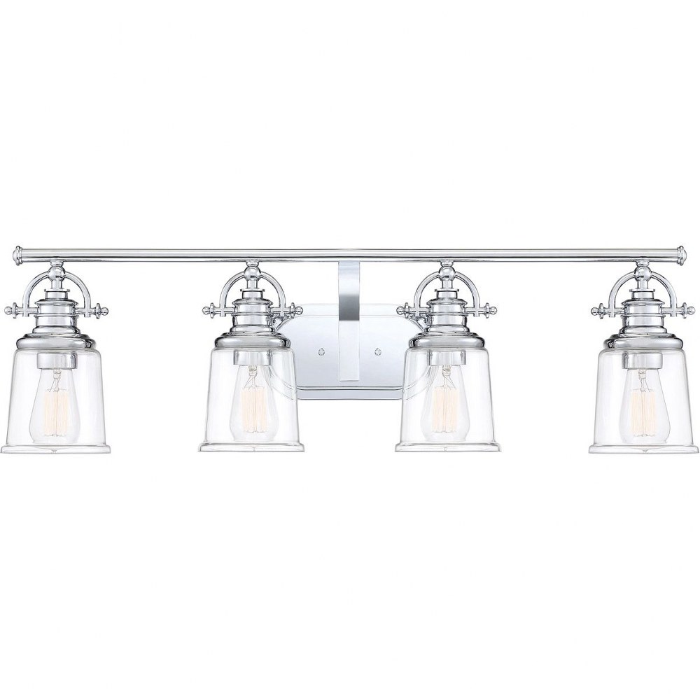 Quoizel Lighting-GRT8604C-Grant 4 Light Transitional Bath Vanity - 9.5 Inches high Polished Chrome  Polished Chrome Finish with Clear Glass