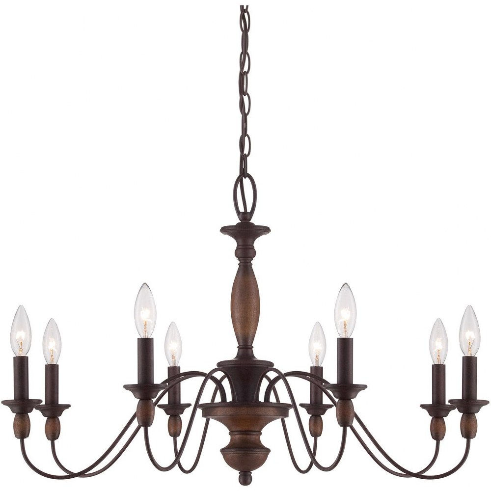 Quoizel Lighting-HK5008TC-Holbrook Chandelier 8 Light - 19.5 Inches high   Tuscan Brown Finish with Glass