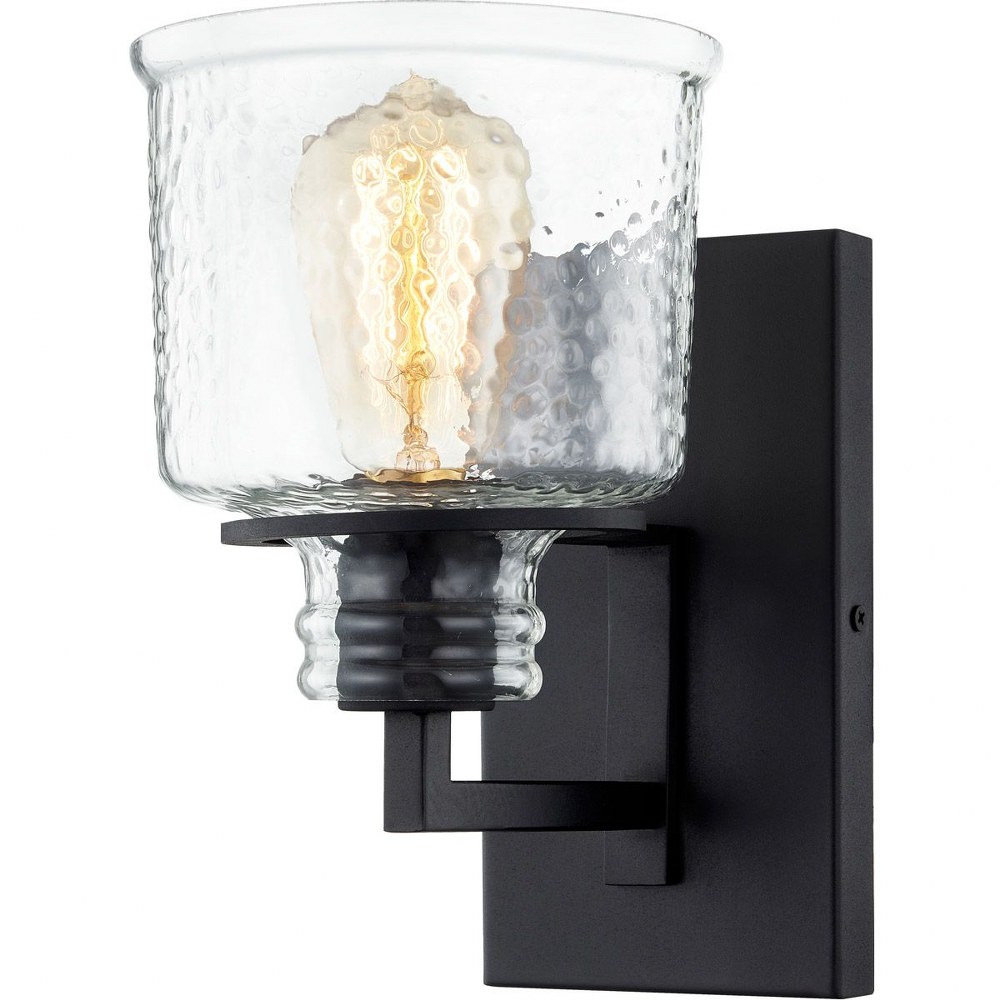 Quoizel Lighting-HOL8701EK-Holden - 1 Light Small Wall Sconce in Transitional style - 6 Inches wide by 9.25 Inches high   Earth Black Finish with Clear Hammered Glass