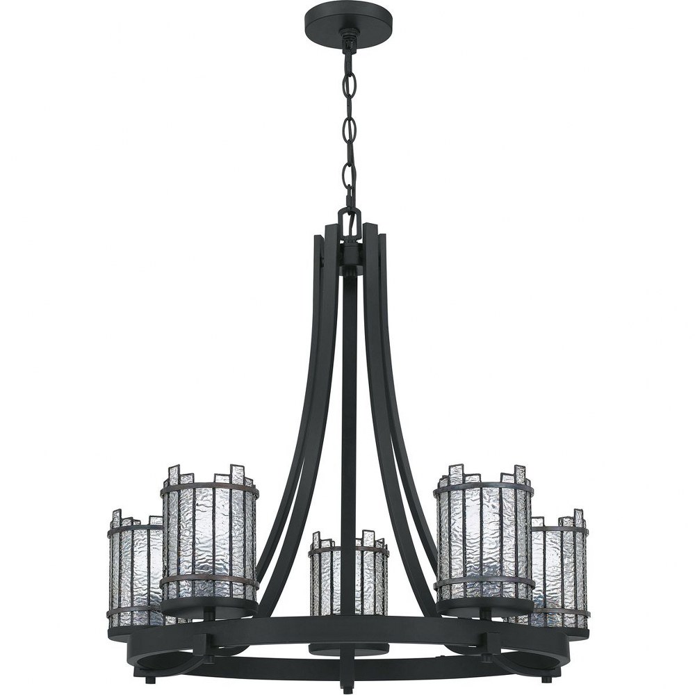 Quoizel Lighting-HRT5026MBK-Hartman - 5 Light Chandelier in Transitional style - 26.25 Inches wide by 24.75 Inches high   Matte Black Finish with Sepia Art Glass