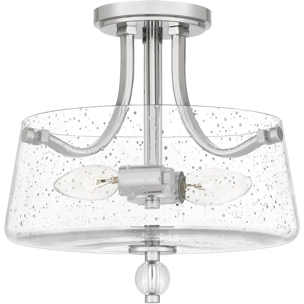 Quoizel Lighting-HS1713PK-Hollister - 2 Light Semi-Flush Mount   Polished Nickel Finish with Clear Seedy Glass