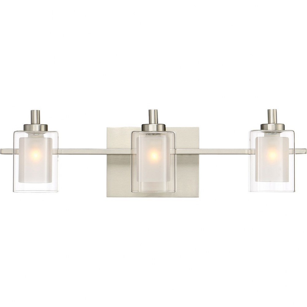 Quoizel Lighting-KLT8603BNLED-Kolt 3-Light Transitional Large Bath Vanity Approved for Damp Locations - 6 Inches Tall and 21 Inches Wide Brushed Nickel  Polished Chrome Finish with Clear Glass