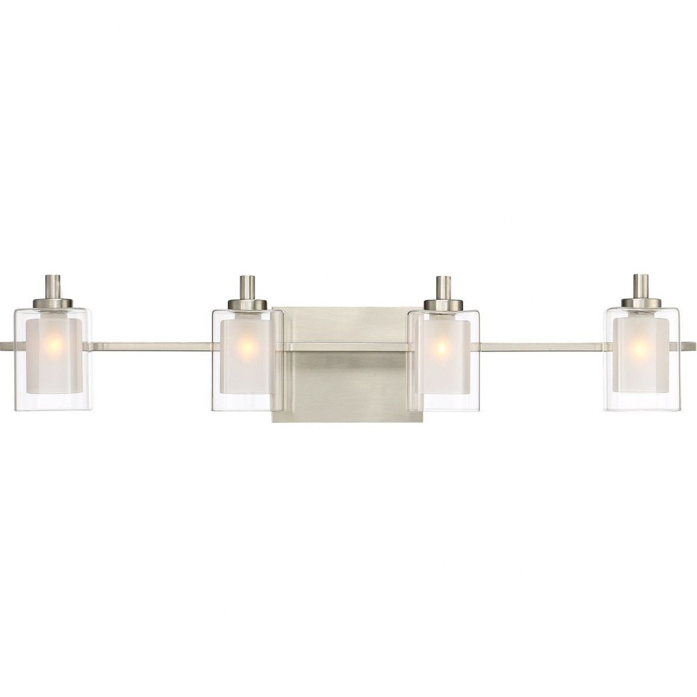 Quoizel Lighting-KLT8604BNLED-Kolt 4-Light Transitional Extra Large Bath Vanity Approved for Damp Locations - 6 Inches Tall and 29 Inches Wide Brushed Nickel  Polished Chrome Finish with Clear Glass