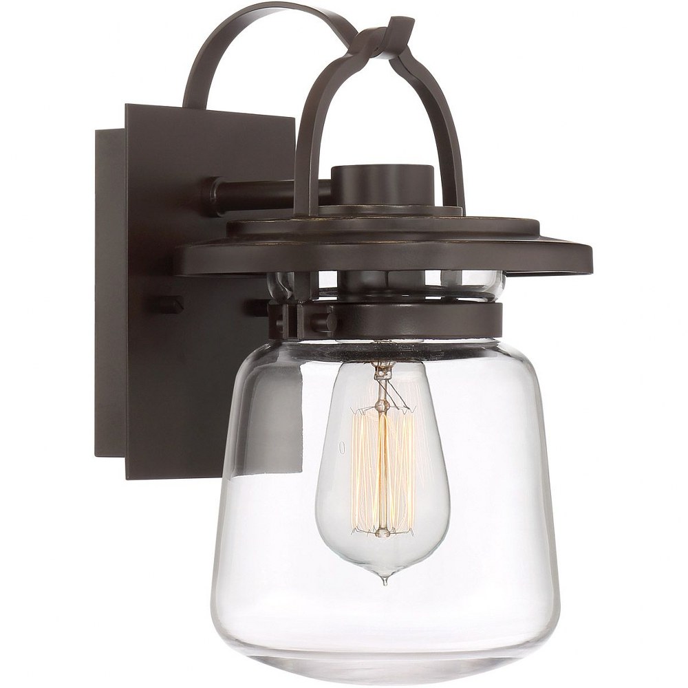 Quoizel Lighting-LLE8407WT-LaSalle 11.75 Inch Outdoor Wall Lantern Transitional Aluminum Approved for Wet Locations - 11.75 Inches high   Western Bronze Finish with Clear Heavy Glass