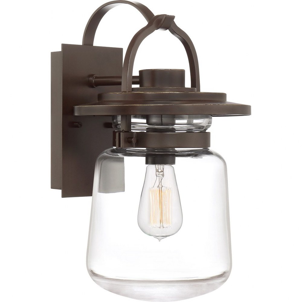 Quoizel Lighting-LLE8409WT-LaSalle 15.5 Inch Outdoor Wall Lantern Transitional Aluminum Approved for Wet Locations - 15.5 Inches high   Western Bronze Finish with Clear Heavy Glass