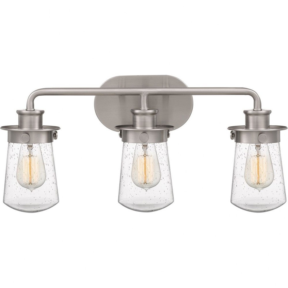 Quoizel Lighting-LWN8603BN-Lewiston 3 Light Transitional Bath Vanity Approved for Damp Locations - 10.5 Inches high Brushed Nickel  Brushed Nickel Finish with Clear Seedy Glass