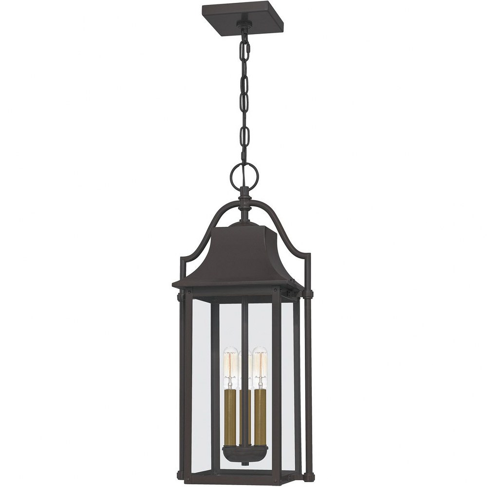 Quoizel Lighting-MAN1911WT-Manning - 3 Light Large Outdoor Hanging Lantern in Transitional style - 10.5 Inches wide by 24 Inches high made with Coastal Armour   Western Bronze Finish with Clear Glass