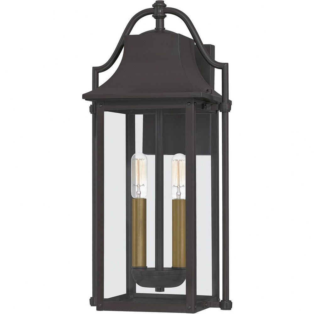 Quoizel Lighting-MAN8409WT-Manning - 2 Light Medium Outdoor Wall Lantern made with Coastal Armour   Western Bronze Finish with Clear Glass