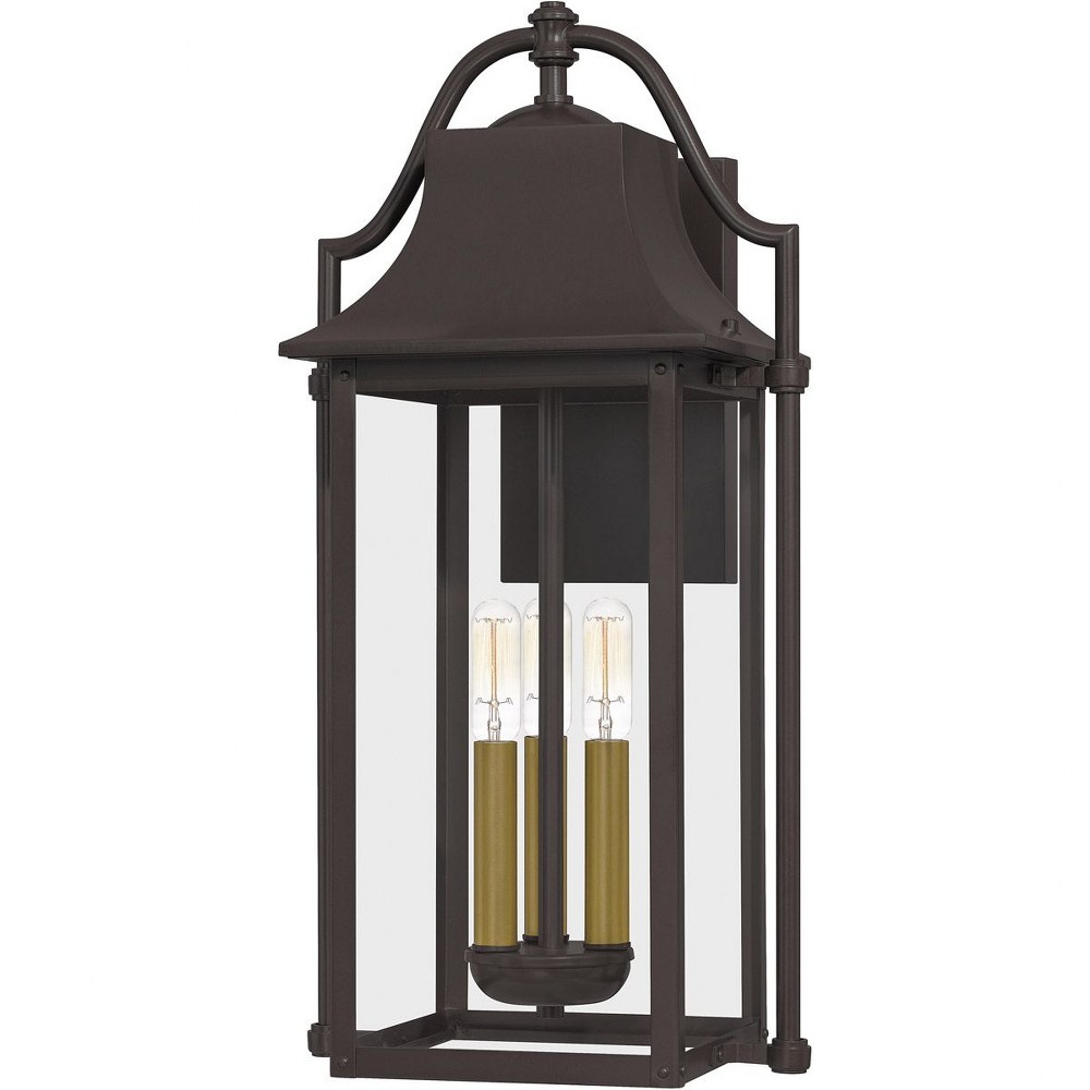 Quoizel Lighting-MAN8411WT-Manning - 3 Light Large Outdoor Wall Lantern made with Coastal Armour   Western Bronze Finish with Clear Glass