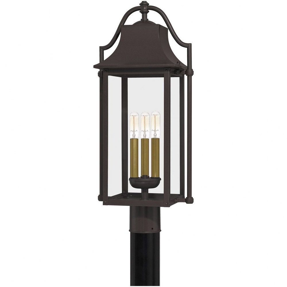 Quoizel Lighting-MAN9011WT-Manning - 3 Light Large Outdoor Post Lantern in Transitional style - 10.5 Inches wide by 24.25 Inches high made with Coastal Armour   Western Bronze Finish with Clear Glass