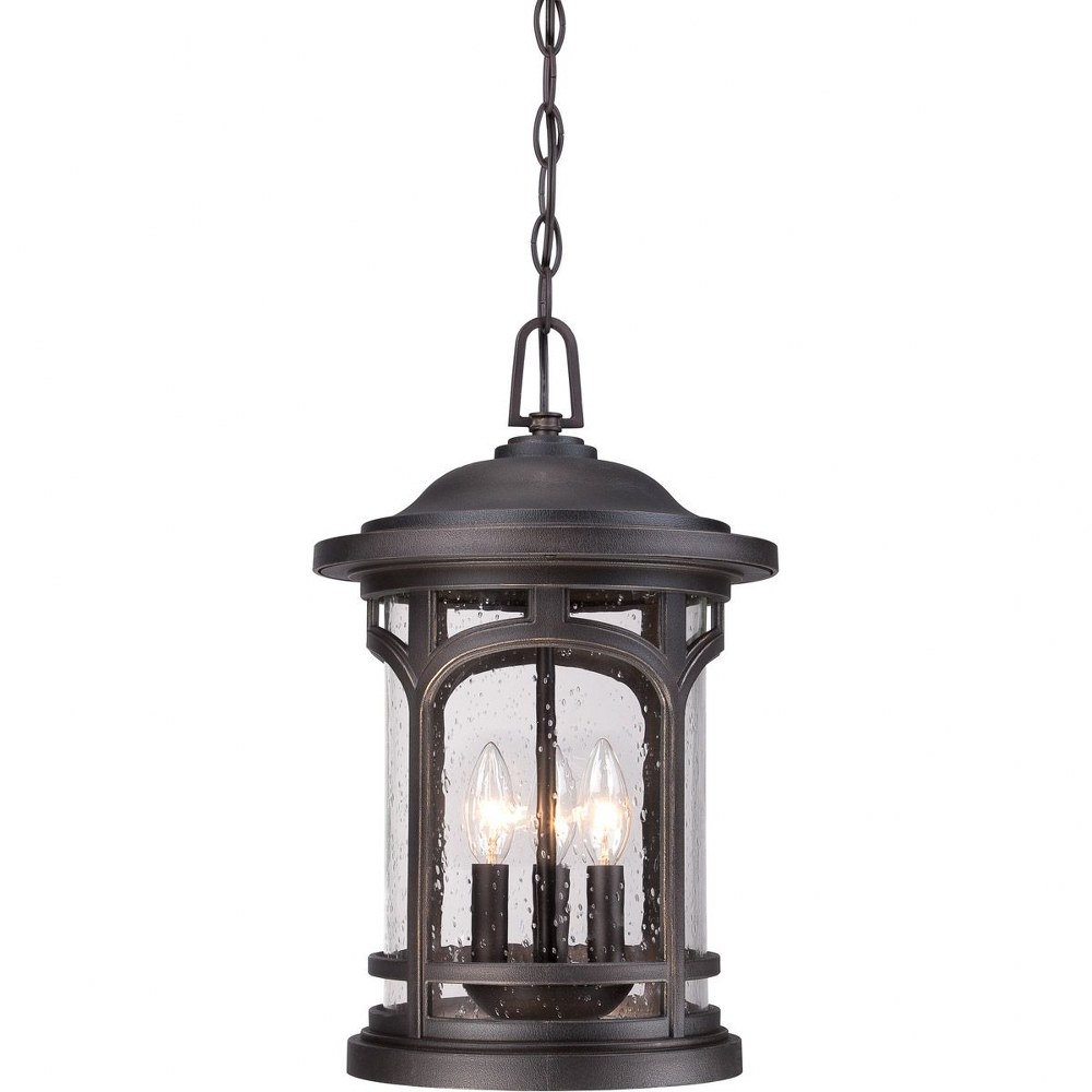 Quoizel Lighting-MBH1911PN-Marblehead - 3 Light Outdoor Hanging Lantern - 18 Inches high made with Coastal Armour Palladian Bronze  Palladian Bronze Finish with Clear Seedy Glass