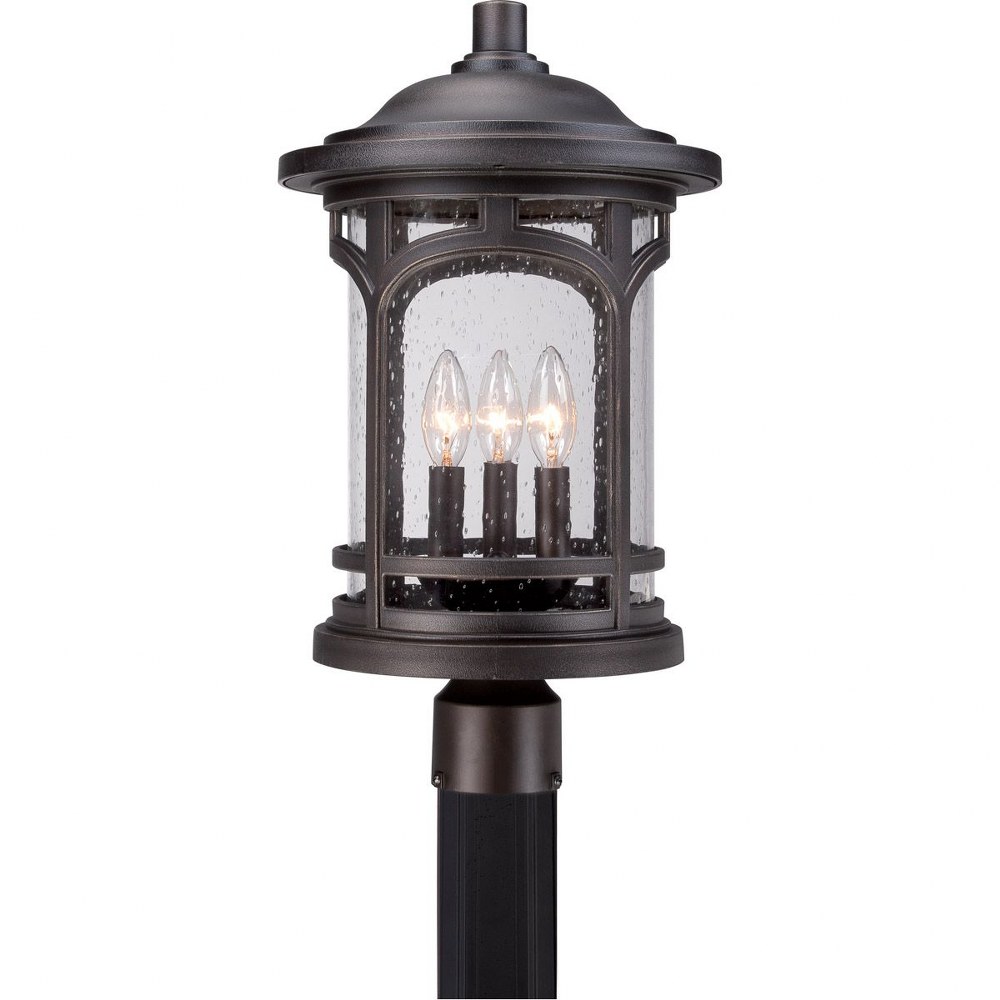 Quoizel Lighting-MBH9011PN-Marblehead - 3 Light Outdoor Post Lantern made with Coastal Armour Palladian Bronze  Palladian Bronze Finish with Clear Seedy Glass