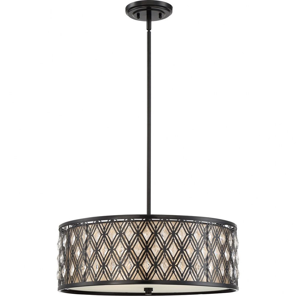 Quoizel Lighting-MCBQ2822K-Boutique - 4 Light Large Pendant - 9 Inches high   Mystic Black Finish with Mica Shade