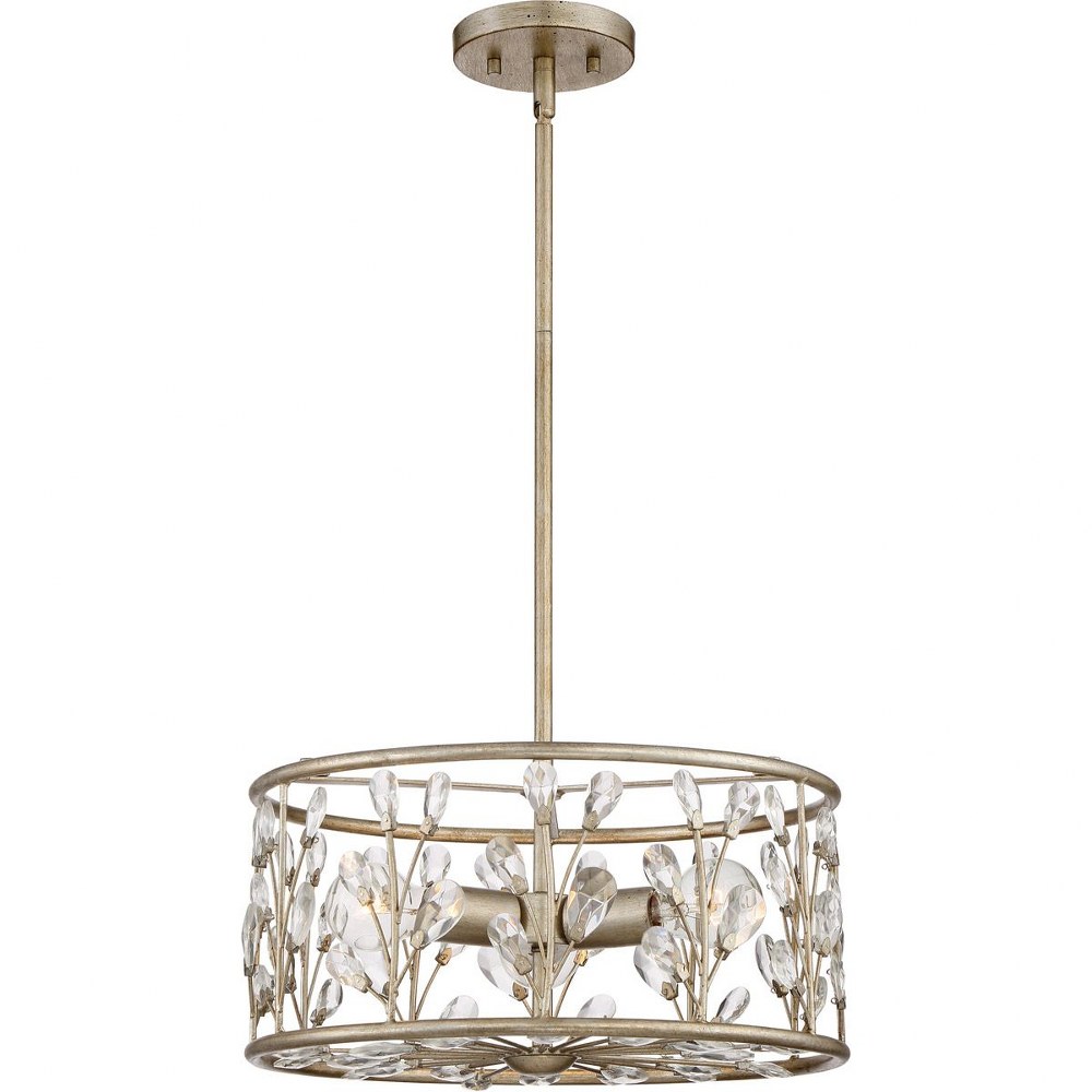 Quoizel Lighting-MDL1716VG-Meadow Lane - 3 Light Semi-Flush Mount   Vintage Gold Finish with Clear Crystal