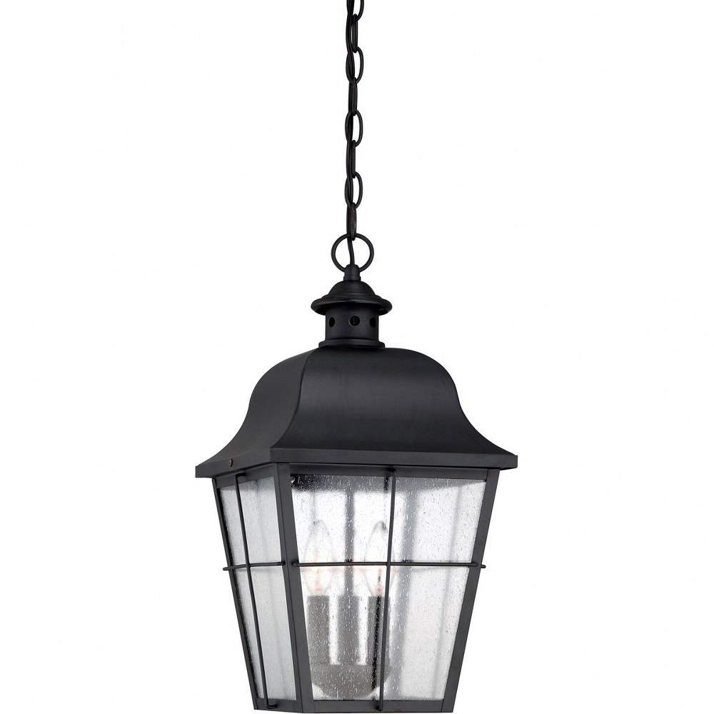 Quoizel Lighting-MHE1910K-Millhouse - 3 Light Outdoor Hanging Lantern - 19 Inches high   Mystic Black Finish